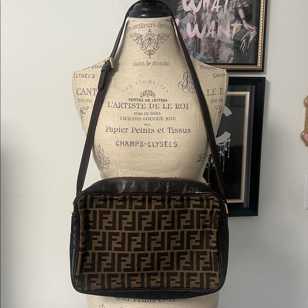 Vintage Fendi Brown FF Monogram Shoulder Bag - Picture 3 of 14